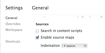 Source maps settings in DevTools Source maps settings in DevTools