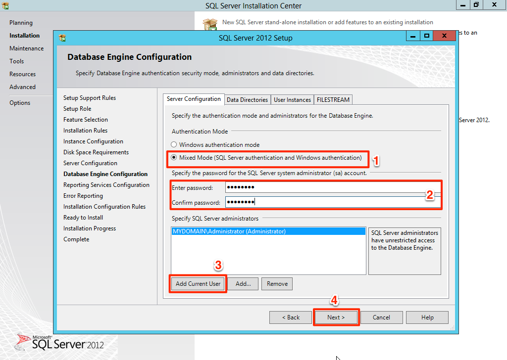 Database engine configuration Database engine configuration