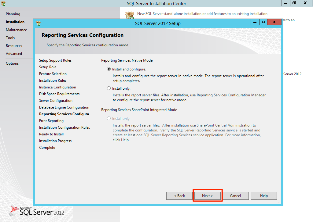 Reporting service configuration Reporting service configuration