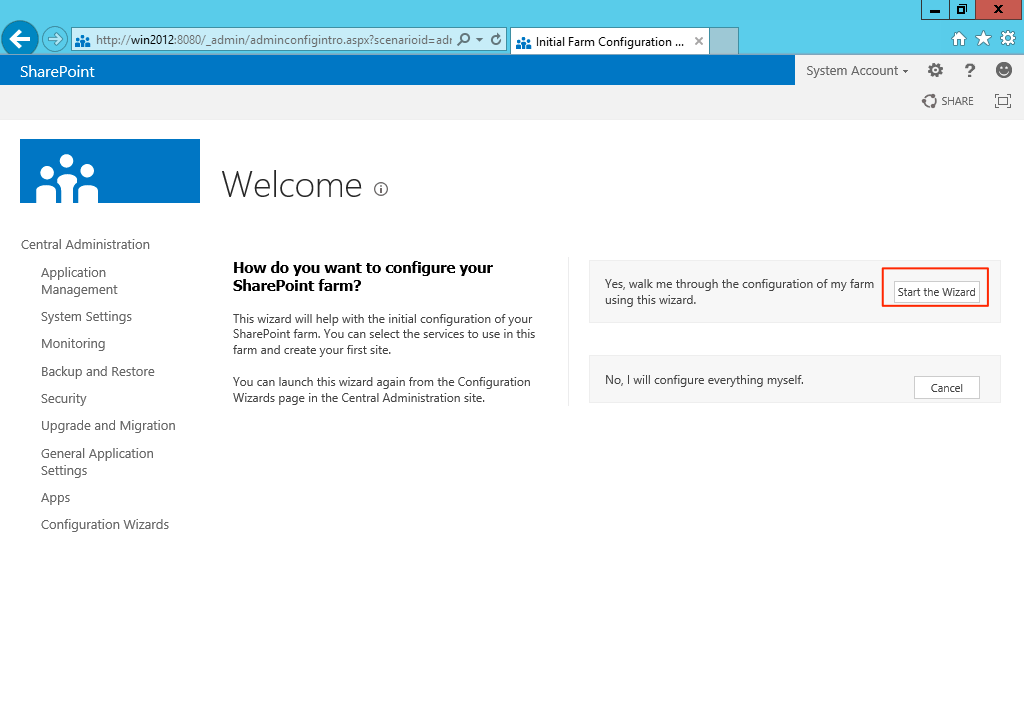 Start CA configuration wizards Start CA configuration wizards