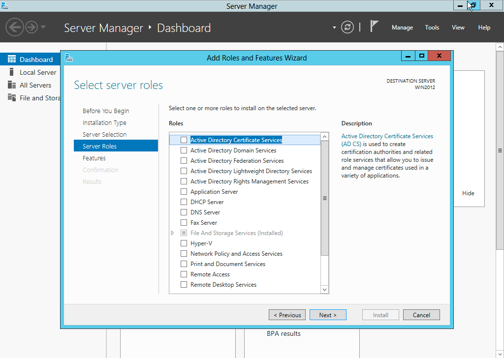 Add roles and features wizard Add roles and features wizard