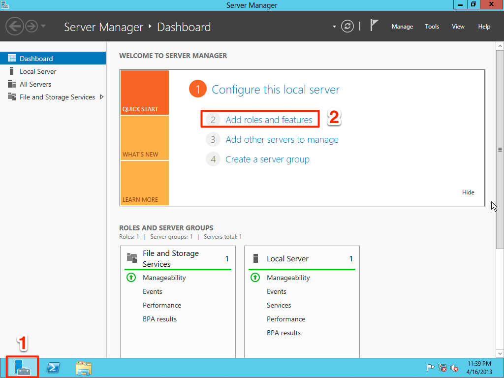 Add roles and features Add roles and features