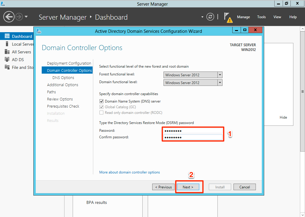 Domain Controller options Domain Controller options