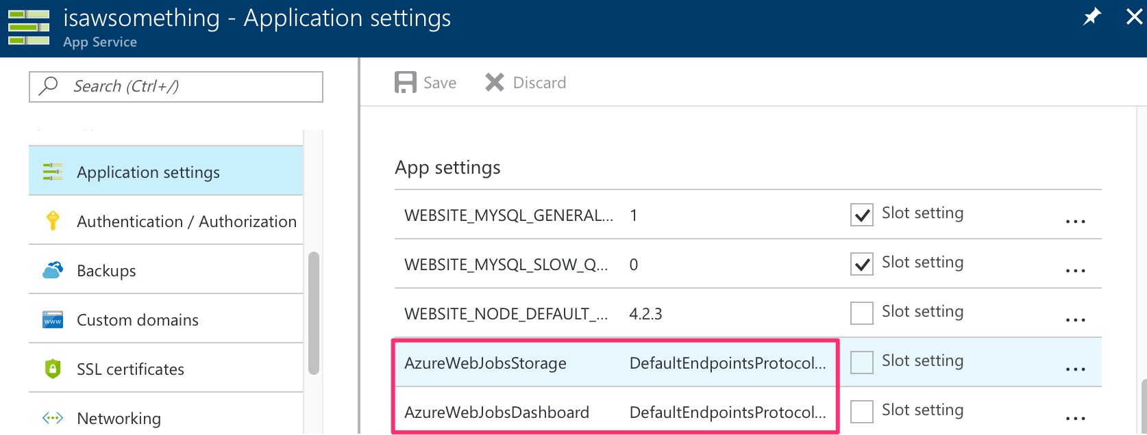 Azure Application Settings Storage Key Azure Application Settings Storage Key