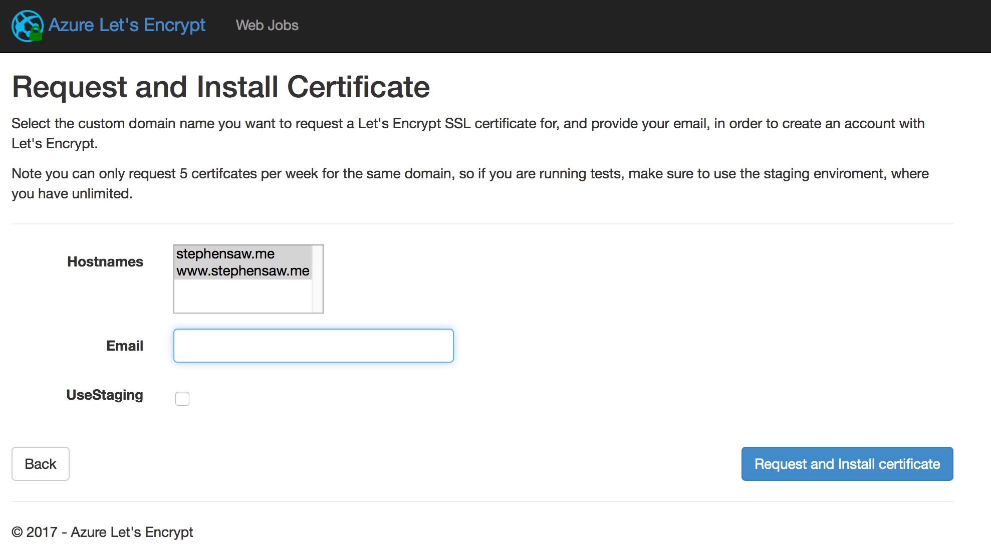 Azure Let’s Encrypt Request Ceritifcate Azure Let’s Encrypt request certificate