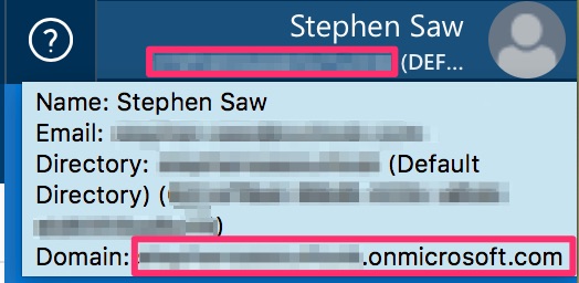 Azure Tenant Menu Azure user menu