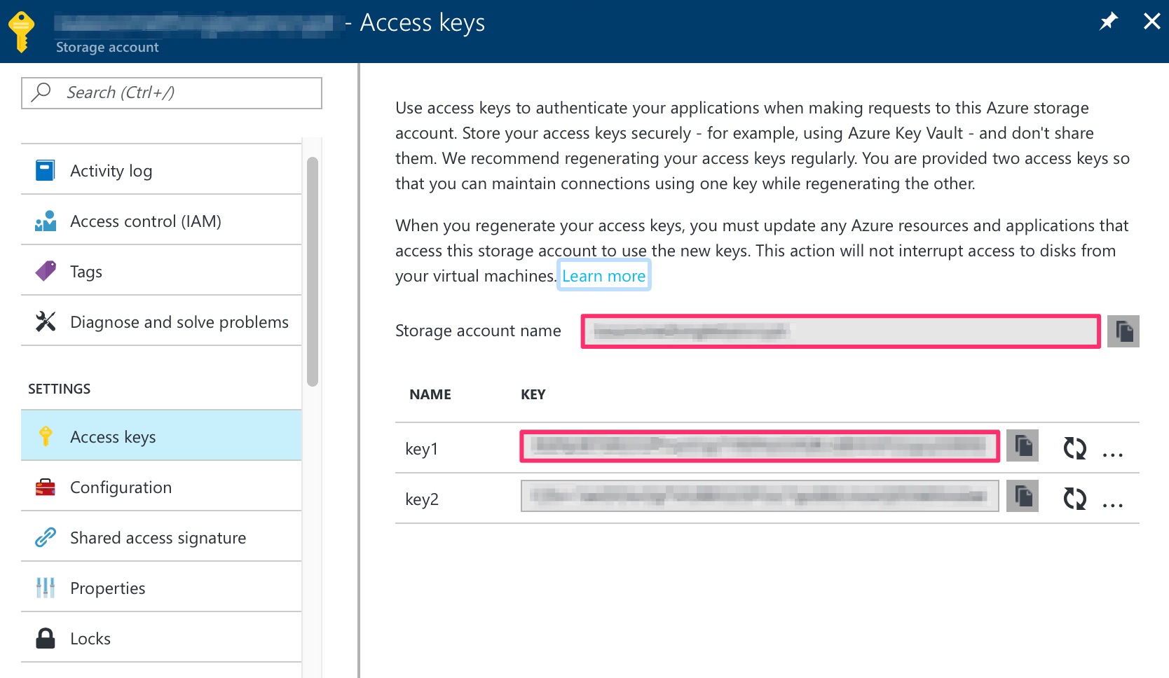 Storage Account Access Key Storage account access key